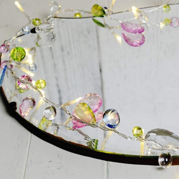 NEW Bohemian Fairy Gem Crystal-Cut LED Remote String Lights Wall Dorm Boho Decor - Picture 9 of 12